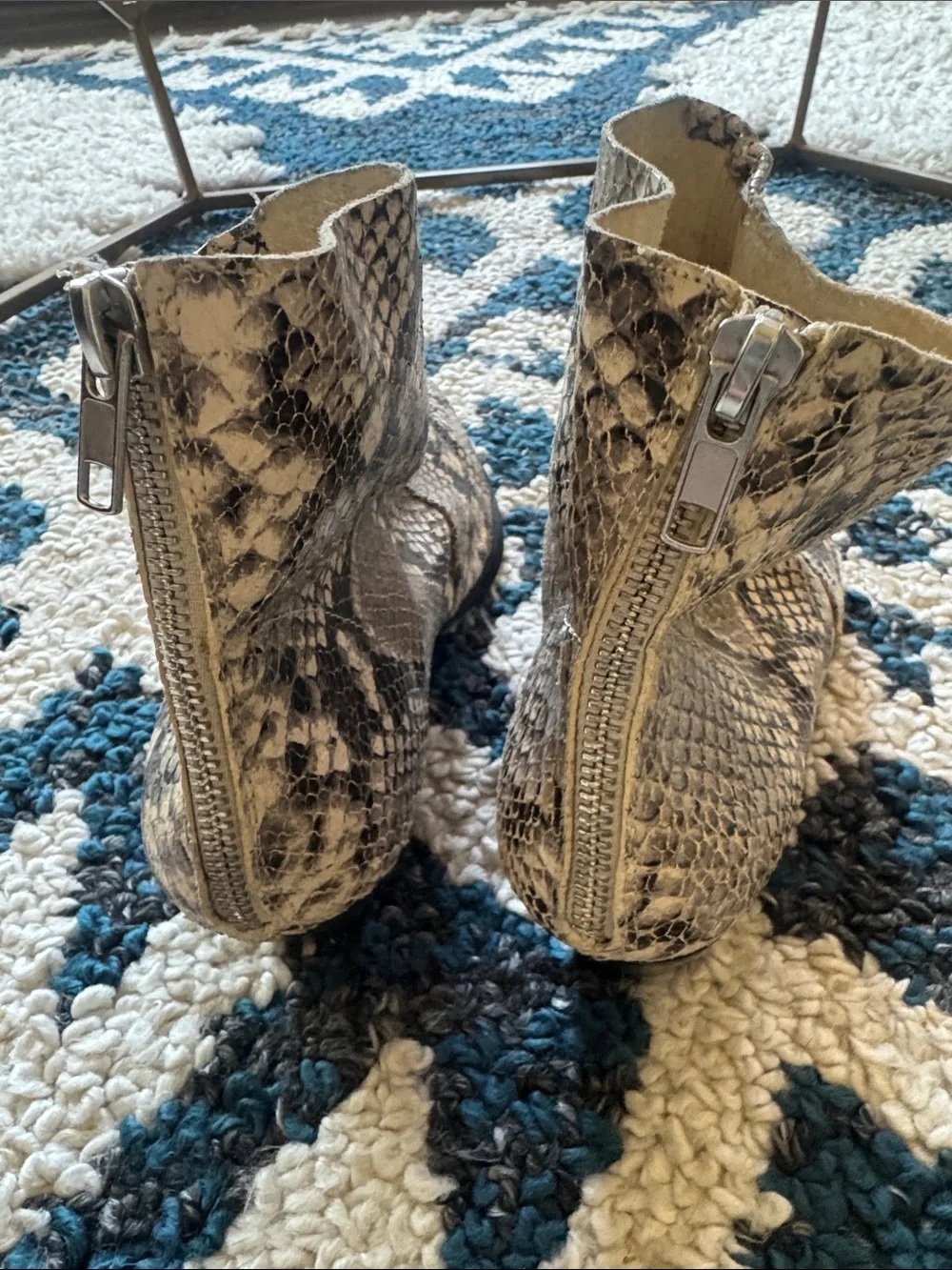 Steve Madden Snake-Print Ankle Boots - Beige/Black